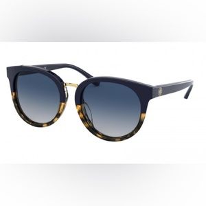 NWOT Tory Burch 53mm Phantos Round Sunglasses - blue &tortoise